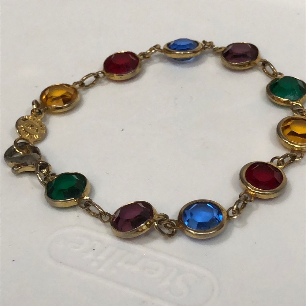 Vintage Genuine Austrian Crystal Bracelet Multi-Colored Made in USA